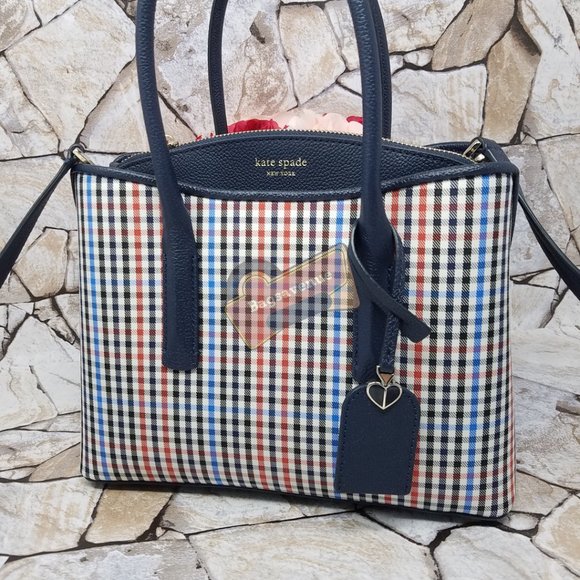 #bagsavenue FAST SHIPPING Multi Margaux Blue Plaid Satchel Kate Spade - Picture 8 of 16